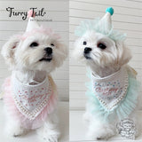 Pearl Dog Cat Birthday Bandana Outfit Bib Set Party Hat Big Size