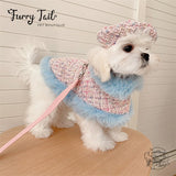 Chanel Style Knitted Cloak Stylish Cape Harness & Leash With Beret Set