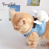 Blue Sky White Cloud Jean Pet Dog Cat Harness & Leash Clothes