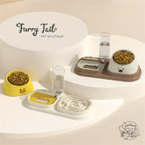 Pet Dog Cat Stainless Double Food Bowl Water Dispenser Slow Feeder