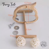 Pet Bird Parrot Toy Wood Stand Perch with Mirror/Food Bowl