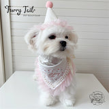 Pearl Dog Cat Birthday Bandana Outfit Bib Set Party Hat Big Size
