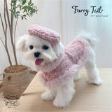 Chanel Style Knitted Cloak Stylish Cape Harness & Leash With Beret Set