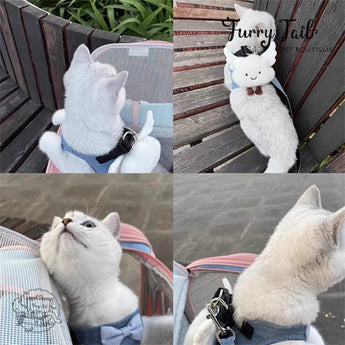 Blue Sky White Cloud Jean Pet Dog Cat Harness & Leash Clothes