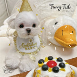 Golden Daisy HBD Dog Cat Birthday Bandana Outfit Bib Set Party Hat