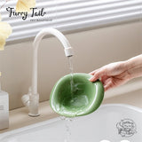 Ceramic Pet Cat Dog Bowl High Foot Anti-slip Tilted Wooden Base