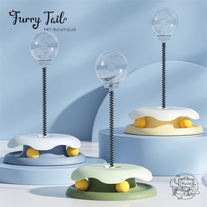 Interactive Cat Treat Dispenser Turntable Toy Track Roller & Balls