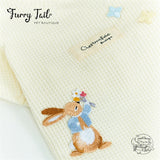 White Embroidered Rabbit Waffle Fabric Pet Cat Dog Clothes Apparel