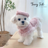 Chanel Style Knitted Cloak Stylish Cape Harness & Leash With Beret Set