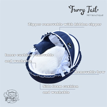 Petman Blue Navy Pet Cradle Shape Bedding For Pet Dog Cat