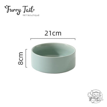 Green Ceramic Pet Big Dog Cat Bowl with Wooden Rack