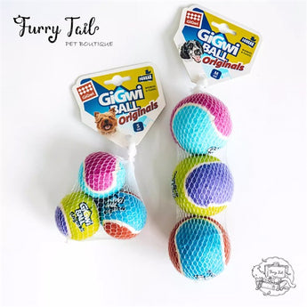 GIGWI Interactive Pet Toys High Bouncy Squeaky Tennis balls 3PCS