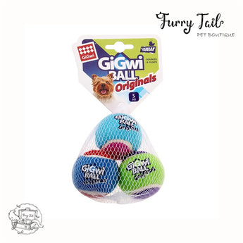 GIGWI Interactive Pet Toys High Bouncy Squeaky Tennis balls 3PCS