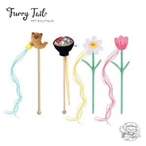 Purlab Multi-Color Cat Interactive Teaser Wand Toys