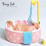 Purlab Bathtub Style Pet Dog Cat Cushion Bed With Teaser Wand