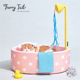 Purlab Bathtub Style Pet Dog Cat Cushion Bed With Teaser Wand