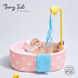 Purlab Bathtub Style Pet Dog Cat Cushion Bed With Teaser Wand