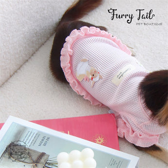 Embroidered Pink Bunny Lace Pet Dog Cat Clothes Apparel Outfit