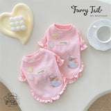 Embroidered Pink Bunny Lace Pet Dog Cat Clothes Apparel Outfit