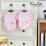 Embroidered Pink Bunny Lace Pet Dog Cat Clothes Apparel Outfit