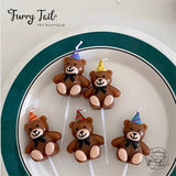 Ins Teddy Bear Pet Birthday Candles Cake Decoration