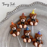 Ins Teddy Bear Pet Birthday Candles Cake Decoration