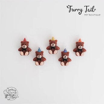 Ins Teddy Bear Pet Birthday Candles Cake Decoration