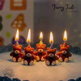 Ins Teddy Bear Pet Birthday Candles Cake Decoration