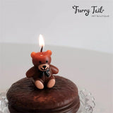 Ins Teddy Bear Pet Birthday Candles Cake Decoration