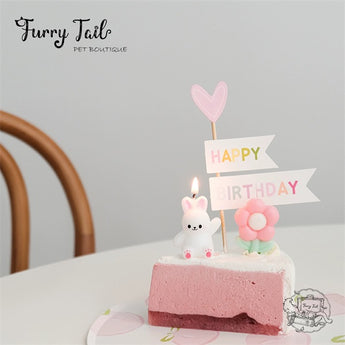 Ins Lovely Rabbit Candles Pet Birthday Cake Decoration