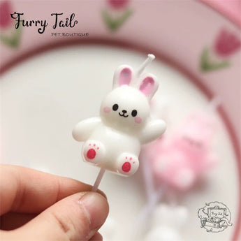 Ins Lovely Rabbit Candles Pet Birthday Cake Decoration