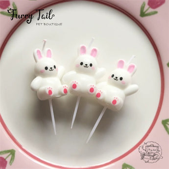 Ins Lovely Rabbit Candles Pet Birthday Cake Decoration