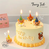 Ins Teddy Bear Birthday Hat Pet Cake Decoration Candles