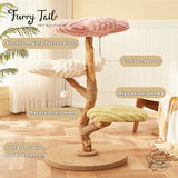 Cmisstree - Flower Wood Multi-layered Cat Tree Climber Scratching Post