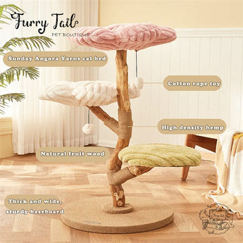 Cmisstree - Flower Wood Multi-layered Cat Tree Climber Scratching Post