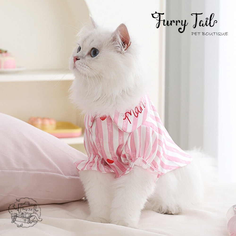 DISNEY Genuine Cat Marie Series Striped Satin Pet Dog Cat Pajamas Clothing