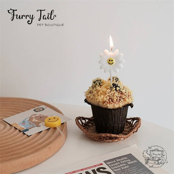 Ins Sunflower Candles Pet Birthday Cake Decoration