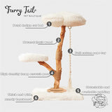 Cmisstree - Cloud Wood Cat Tree Climber Scratching Post Hanging Hammock