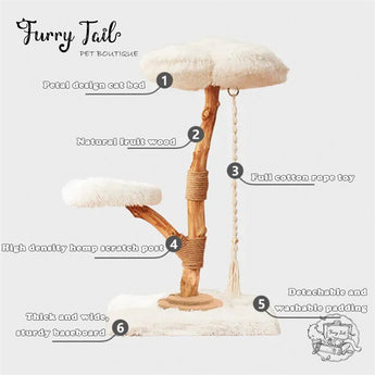 Cmisstree - Cloud Wood Cat Tree Climber Scratching Post Hanging Hammock