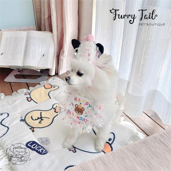 Mini Bear Pet Dog Cat Birthday Bandana Outfit Bib Set With Party Hat