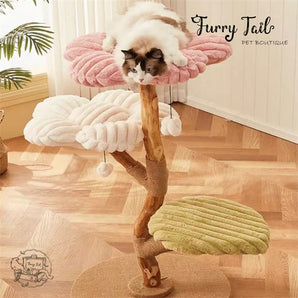 Cmisstree - Flower Wood Multi-layered Cat Tree Climber Scratching Post