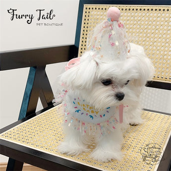 HBD Letters Pet Dog Cat Birthday Bandana Outfit Bib Set With Party Hat