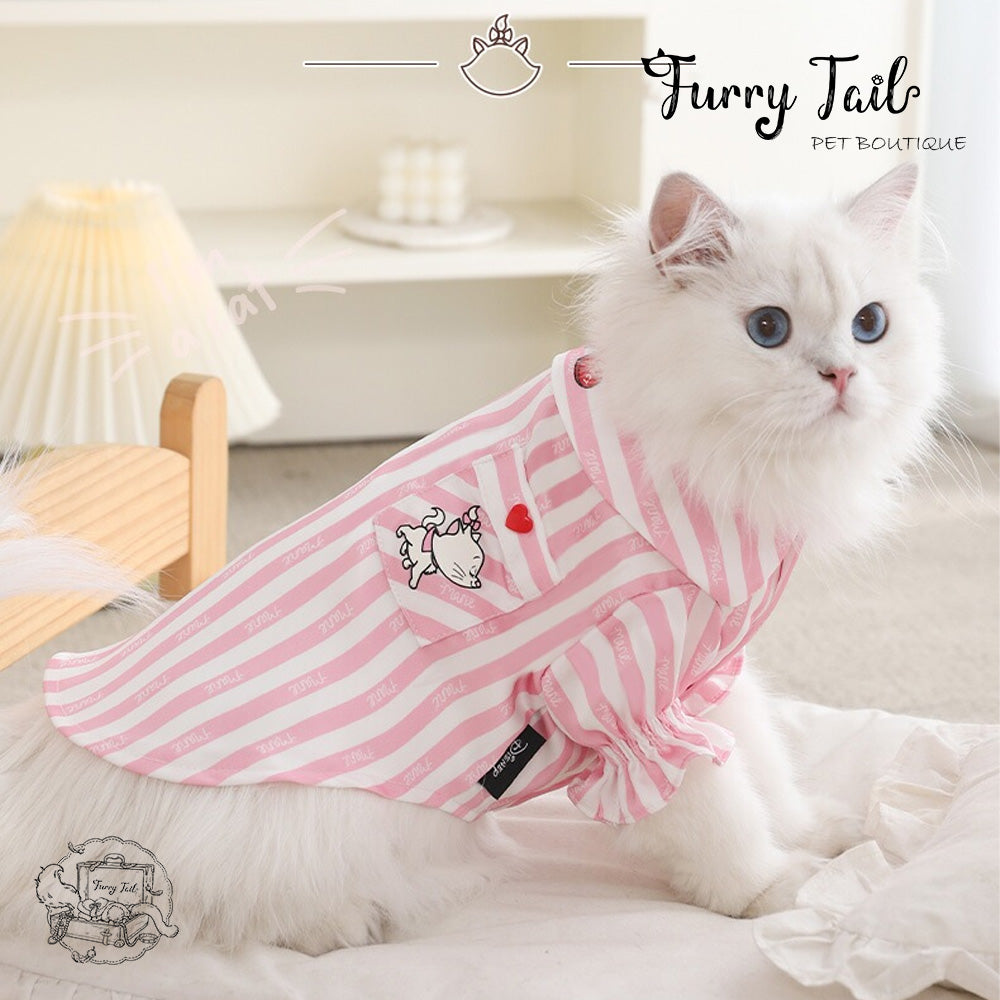 DISNEY Genuine Cat Marie Series Striped Satin Pet Dog Cat Pajamas Clothing