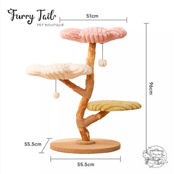 Cmisstree - Flower Wood Multi-layered Cat Tree Climber Scratching Post
