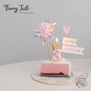 Ins Pink Number Candles Pet Birthday Cake Decoration