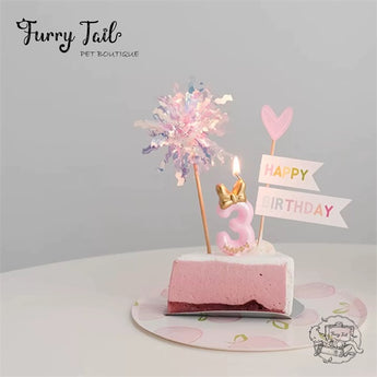 Ins Pink Number Candles Pet Birthday Cake Decoration