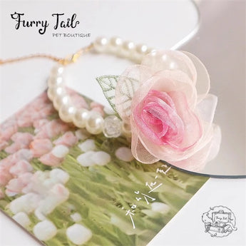 Pearl Flowers Jewelry Necklace For Small Dog Large Dog Cat Small Pet