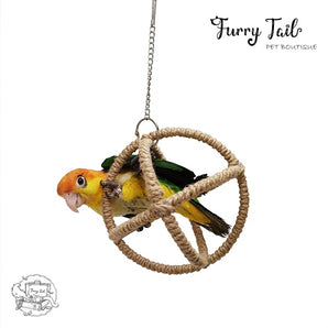 Pet Bird Parrot Playing Toy Stand Hanging Rope Swing Ring Ball