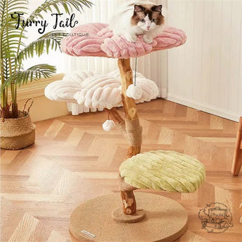 Cmisstree - Flower Wood Multi-layered Cat Tree Climber Scratching Post
