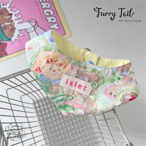 Lovely Oil Painting Dog Cat Small Pet Bib Tie Cape Accessories Bandana